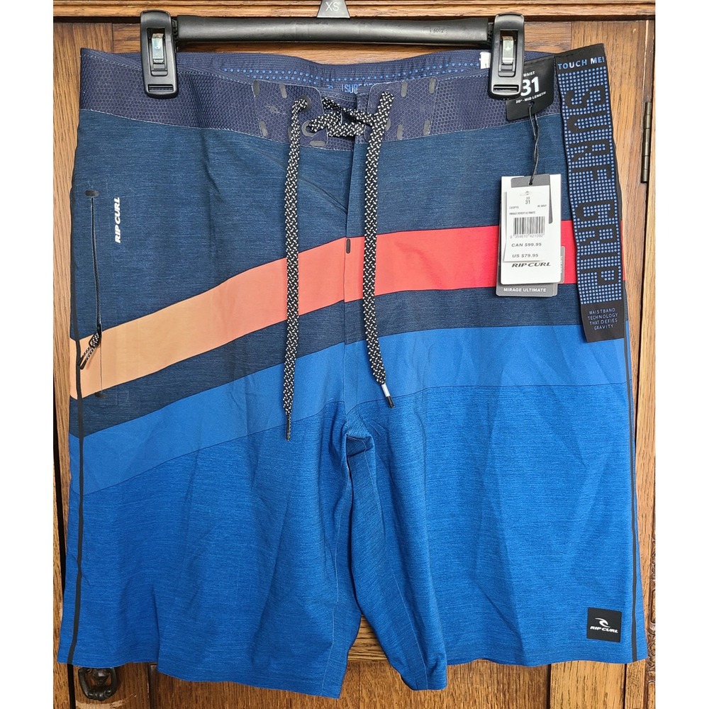 Rip Curl Mirage Revert Ultimate Board Shorts Navy Blue Orange Mens 31 CBOPY9